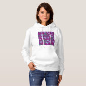 Pull À Capuche Motif floral violet avec fleurs bleues (Devant entier)