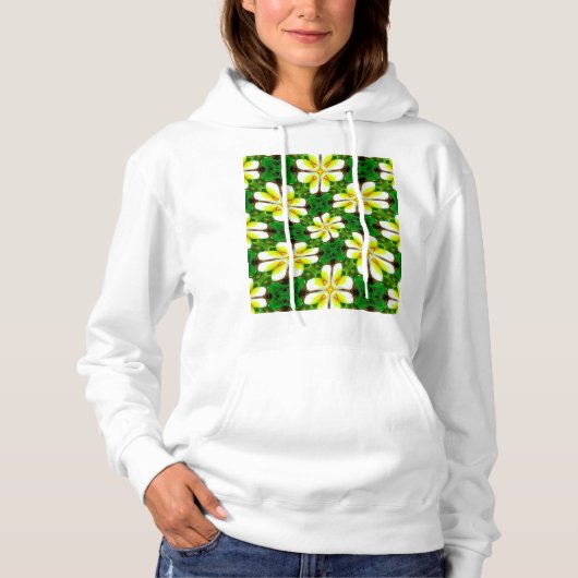 Pull À Capuche Motif frangipanier jaune (Devant)