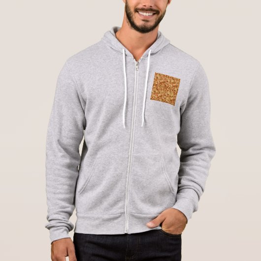 Pull À Capuche Motif terrazzo en patchwork pavé marron et crème. (Devant)