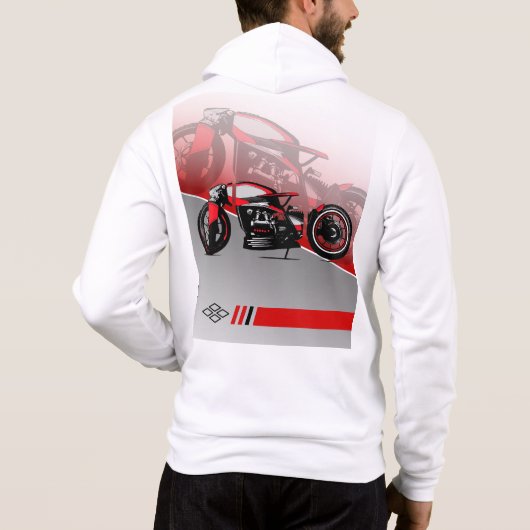PULL À CAPUCHE MOTOCYCLE ROUGE ET NOIR (Dos)