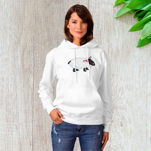 Pull À Capuche Mouton Noir Avec Laine Blanche