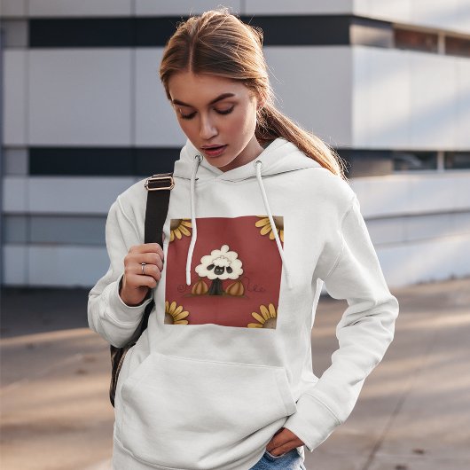 Pull À Capuche Moutons Et Fleurs