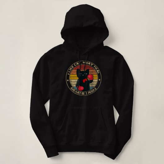 Pull À Capuche Muay Thai Funny Chat Kickboxing Thaïlande Chat de  (Design devant)