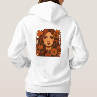 Pull À Capuche Muse d'automne - Femme aux fleurs d'automne