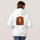 Pull À Capuche Muse d'automne - Femme aux fleurs d'automne (Dos entier)