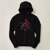 Pull À Capuche Musique Musical Instrument Birds Treble Clef (Design devant)