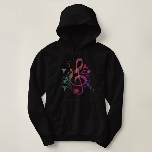 Pull À Capuche Musique Musical Instrument Birds Treble Clef (Design devant)