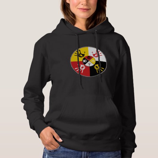 Pull À Capuche Native Americans Medicine Wheel MMIW Hand (Devant)