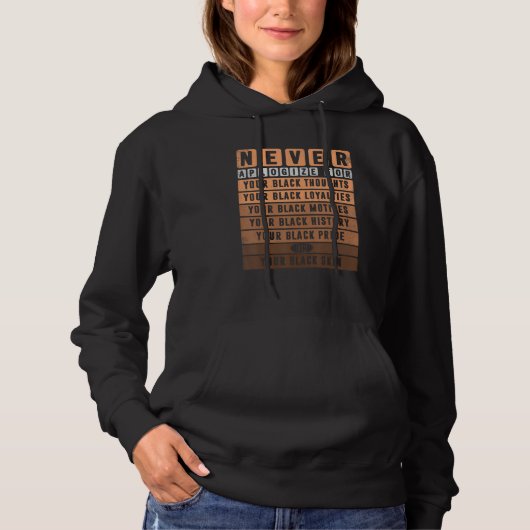 Pull À Capuche Ne vous excusez jamais pour vos pensées noires His (Devant)