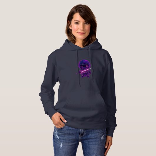 Pull À Capuche Ninja Robotique Neon - Charte Style Cyberpunk (Devant entier)