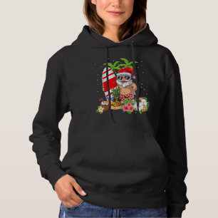 Pull À Capuche Noël En Juillet Père Noël Hawaiian Surfing Summer