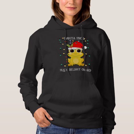 Pull À Capuche Noël Jaune PÈRE NOËL FROG Unisex (Devant)