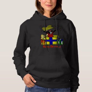 Pull À Capuche Noël Présent Chat surprise