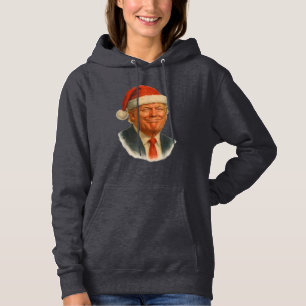 Pull À Capuche Noël Trump Visage Père Noël Drôle Xmas Meme
