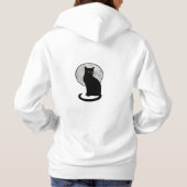 Pull À Capuche Noir Chat & Lune Silhouette (Dos)
