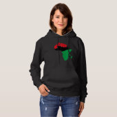 Pull À Capuche Noir Poing Afrique Continent Illustration Histoire (Devant entier)
