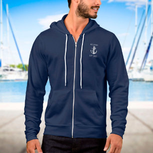 Pull À Capuche Nom de famille personnalisé Ancre de bateau nautiq
