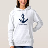 Pull À Capuche Nom du bateau nautique Marine Ancre bleue Custom (Devant)