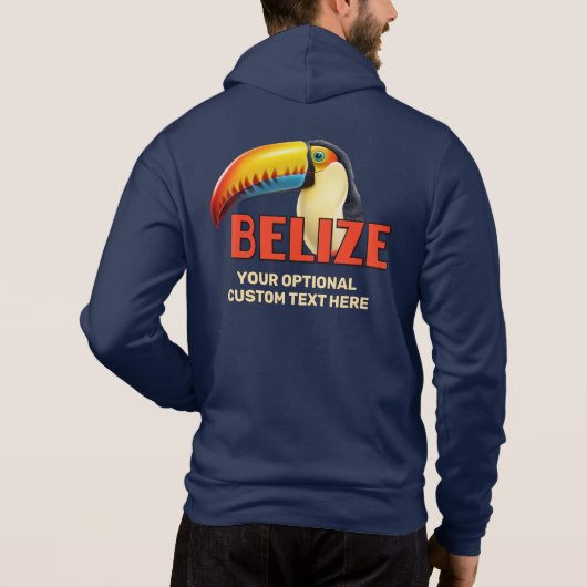 Pull À Capuche Nom et texte personnalisés BELIZE Toucan (Dos)