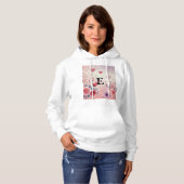 Pull À Capuche Nom monogramme Saint-Valentin cœurs floral aquarel (Devant entier)