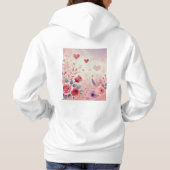 Pull À Capuche Nom monogramme Saint-Valentin cœurs floral aquarel (Dos)