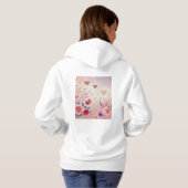 Pull À Capuche Nom monogramme Saint-Valentin cœurs floral aquarel (Dos entier)