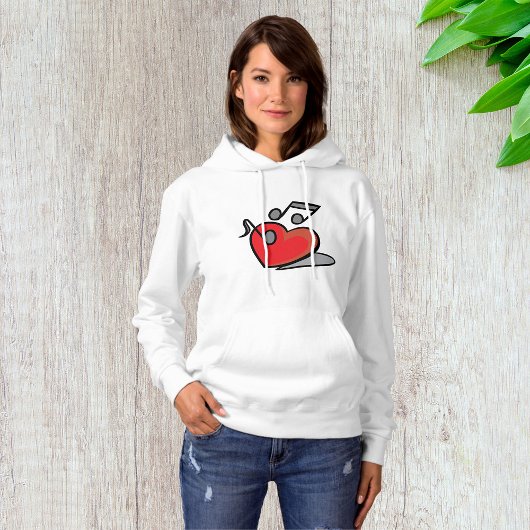 Pull À Capuche Notes de musique chantantes cœur rouge