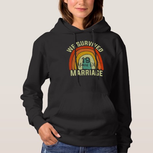 Pull À Capuche Nous Avons Survécu 19 Ans De Mariage Couple 19E An (Devant)