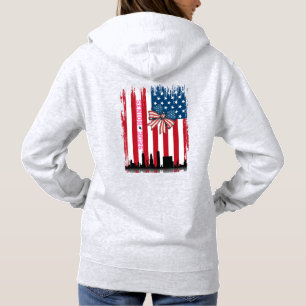 Pull À Capuche NYC Skyline Bow American Flag Senior Year T-Shirt