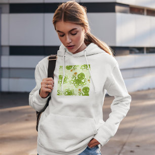 Pull À Capuche Octopes Vertes Avec Fleurs