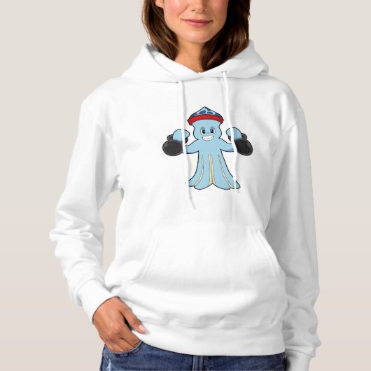 Pull À Capuche Octopus comme Bodybuilder avec des cloches (Devant)