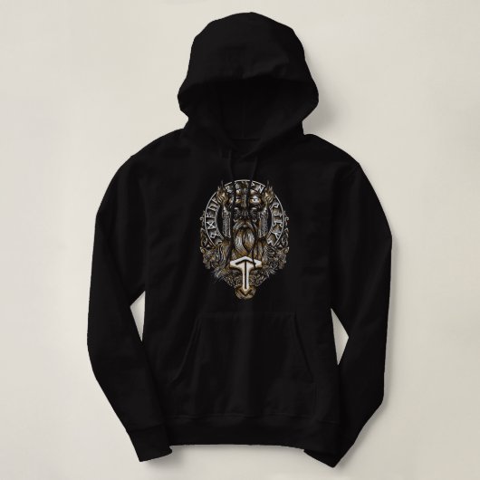 Pull À Capuche Odin Viking avec marteau (Design devant)