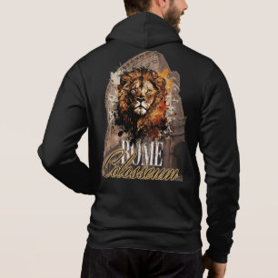 Pull À Capuche OEuvre magnifique de lion et Colisée Rome Noir
