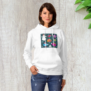 Pull À Capuche Oiseaux d'hiver Jouer dans la neige avec Snowman