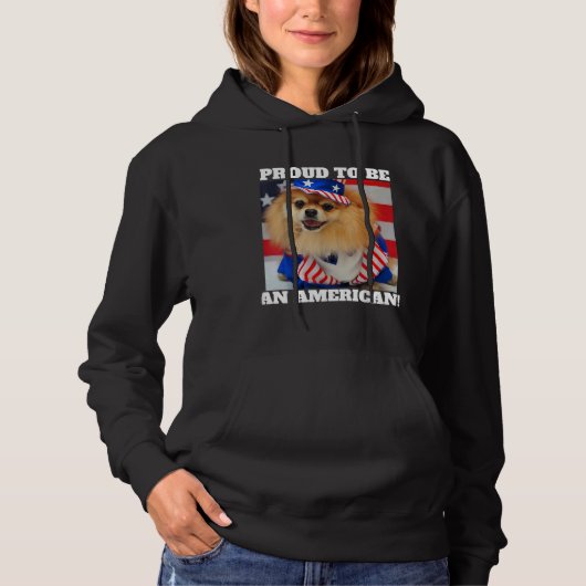 Pull À Capuche Oncle patriotique américain mignon Sam Pomeranian (Devant)