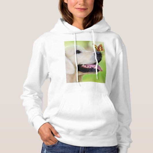 Pull À Capuche Oreiller À Lancer Du Labrador Et Du Papillon (Devant)
