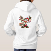 Pull À Capuche Ornements de panneau Joyeux Noël de rennes amusant (Dos)