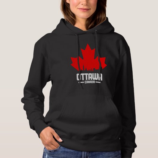 Pull À Capuche Ottawa Québec Canada Feuille d'érable Drapeau cana (Devant)