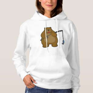 Pull À Capuche Ours à la pêche avec la baguette de pêche et le po