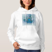 Pull À Capuche Ovations debout, fractale abstraite bleu turquoise (Devant)