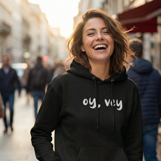 Pull À Capuche Oy, Vey Dicton Yiddish Humour Typographie Simple