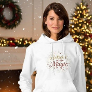 Pull À Capuche Paillettes dorées "Croyez en la magie" Noël Holi