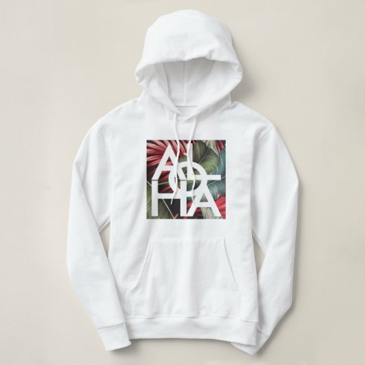 Pull À Capuche Palm rouge moderne Aloha Hawaii (Design devant)