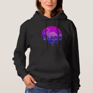 Pull À Capuche Palmiers Vaporwave Flamant rose rose 80s Art Tropi