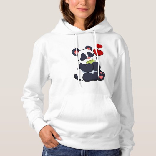 Pull À Capuche Panda à manger des Feuilles (Devant)