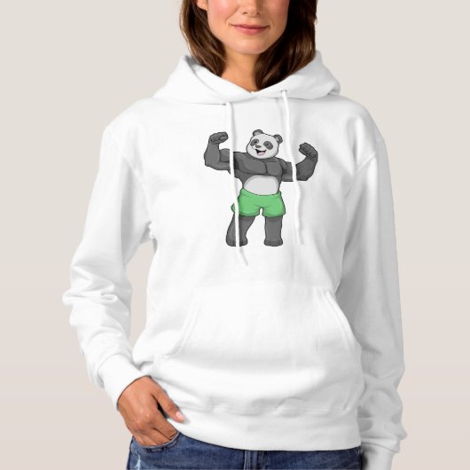 Pull À Capuche Panda en Bodybuilder au Bodybuilding (Devant)