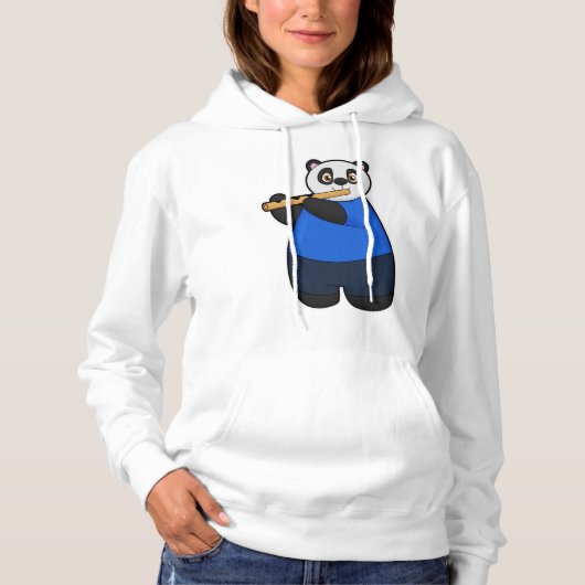Pull À Capuche Panda en musicien avec flûte (Devant)
