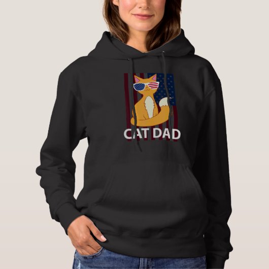 Pull À Capuche Papa Chat Sur Un Drapeau (Devant)