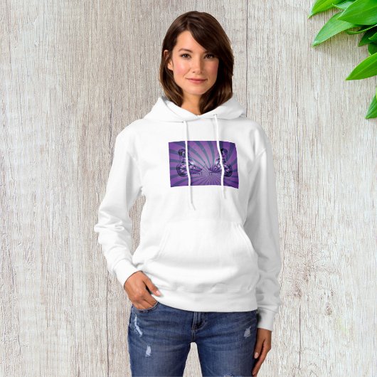 Pull À Capuche Papillon Abstrait Violet avec des Ailes Radieuses