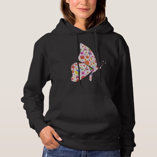 Pull À Capuche Papillon Fille qui aime papillons mignonne Fleur B (Devant)